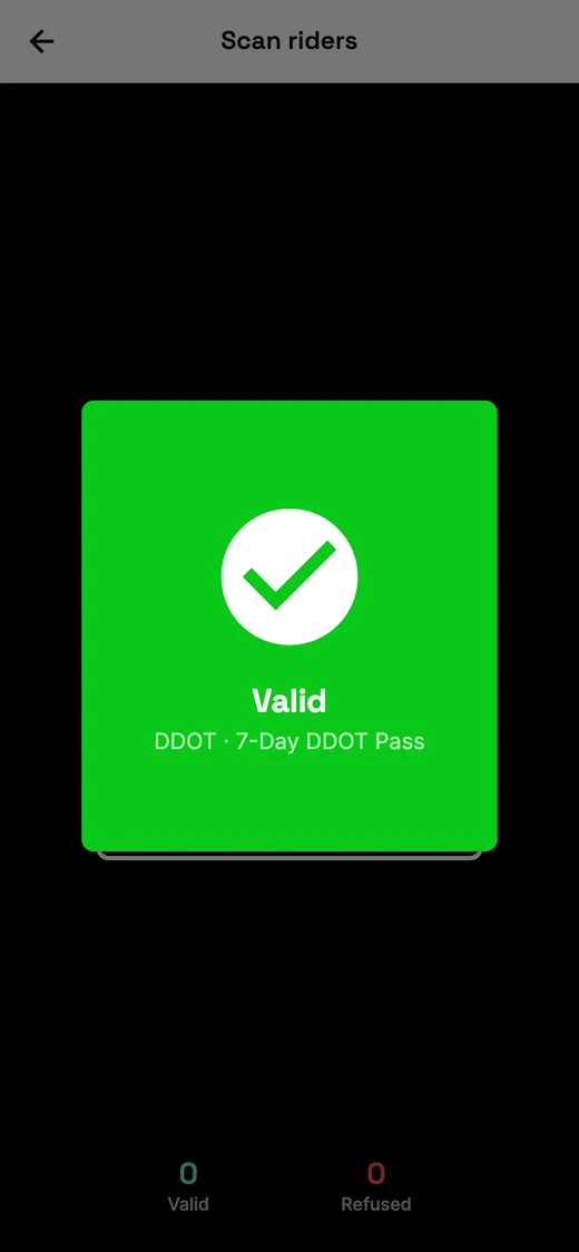 A green Valid verdict with a tick, naming the operator and the pass